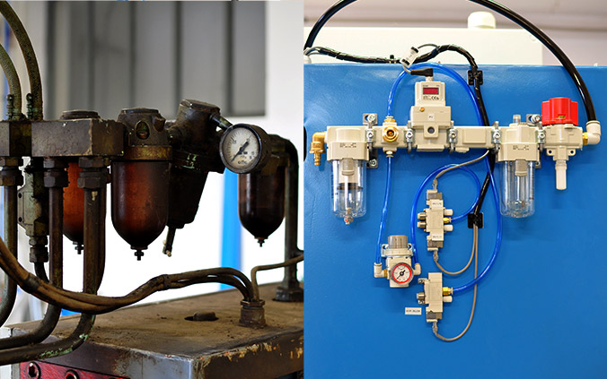 Repasovaný svařovací stroj – obnovený pneumatický obvod
